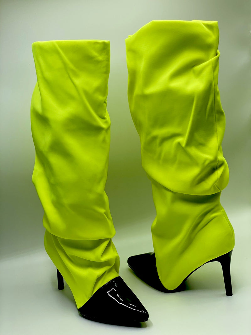 Swag Ruched Knew High Long Boots (Neon)