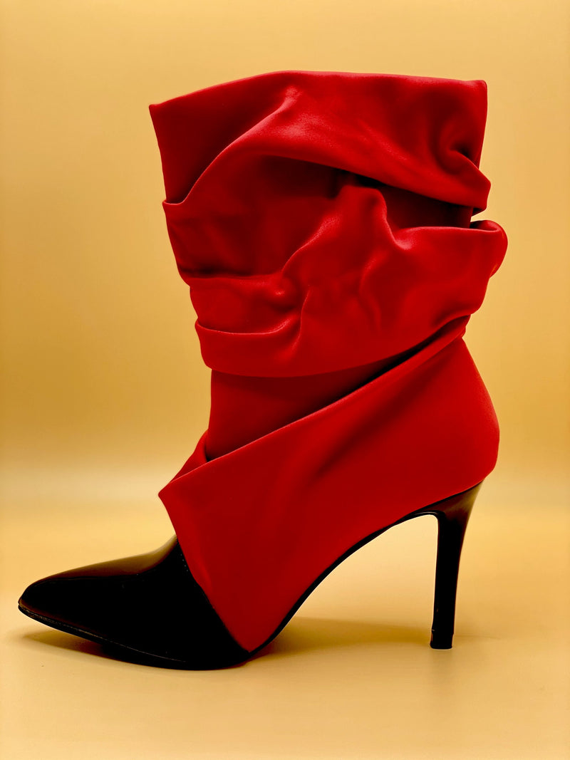 Swag Ruched Ankle Boots (Red)