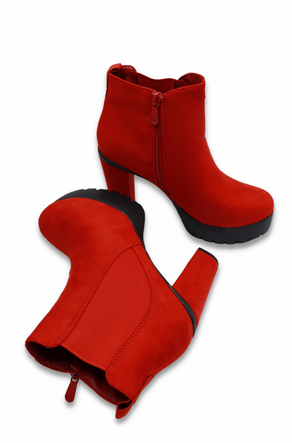 Women’s Suedette Ankle Boots (Red)