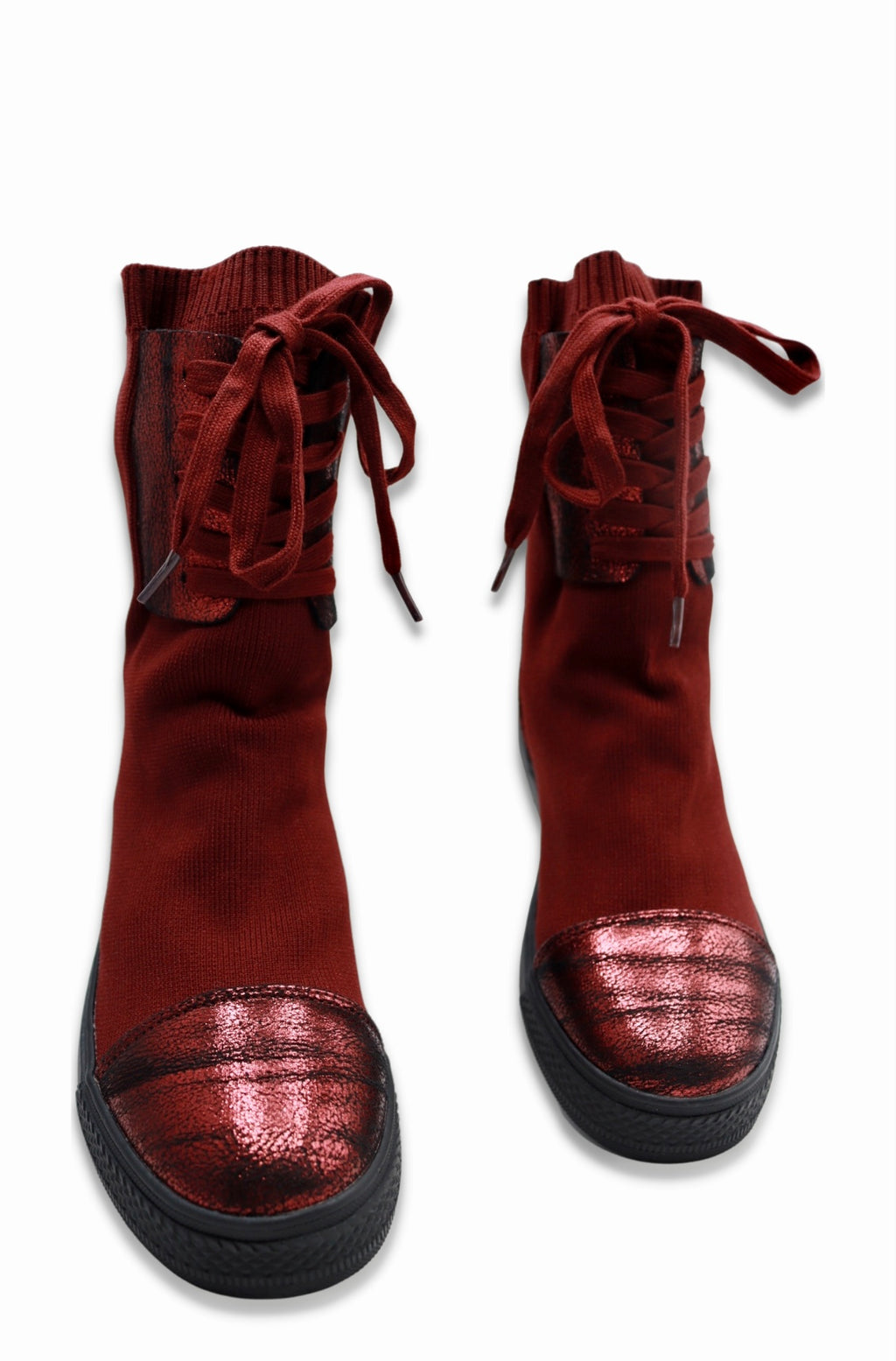 Chelsea Sock Boots For Women (Wine Red)