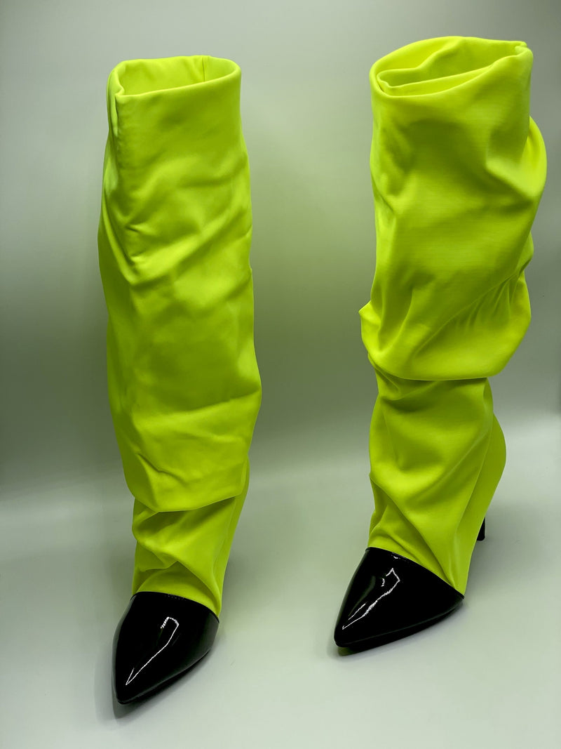 Swag Ruched Knew High Long Boots (Neon)