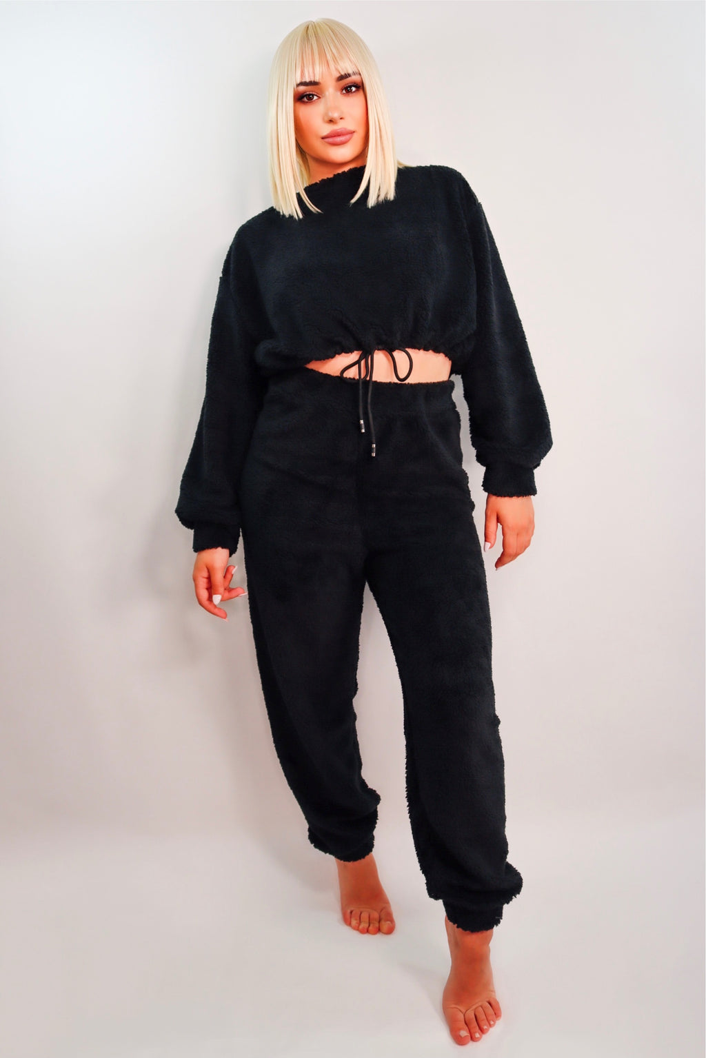 Angie’s Cozy Teddy Lounge Joggers Set (Black)