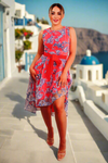 Alicia Dip-Hem Midi Dress (Watermelon Multi)