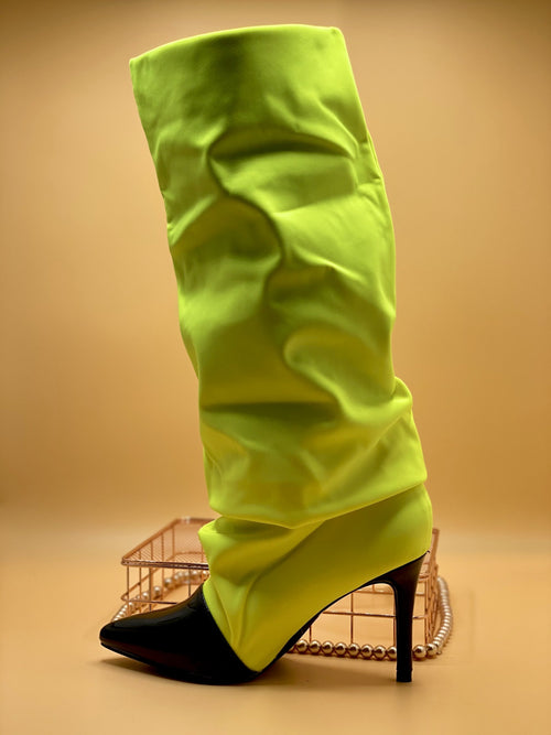 Swag Ruched Knew High Long Boots (Neon)