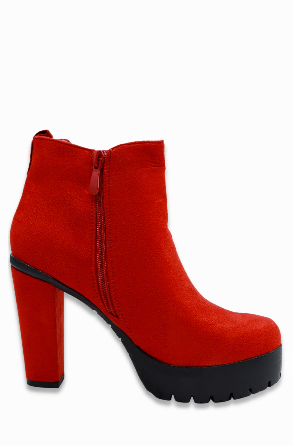 Women’s Suedette Ankle Boots (Red)