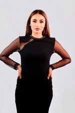 Rehya Black Lace Bodycon Dress (Black)