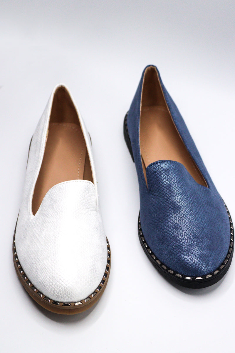Tory Mock Croc Loafers Shoes (Blue)