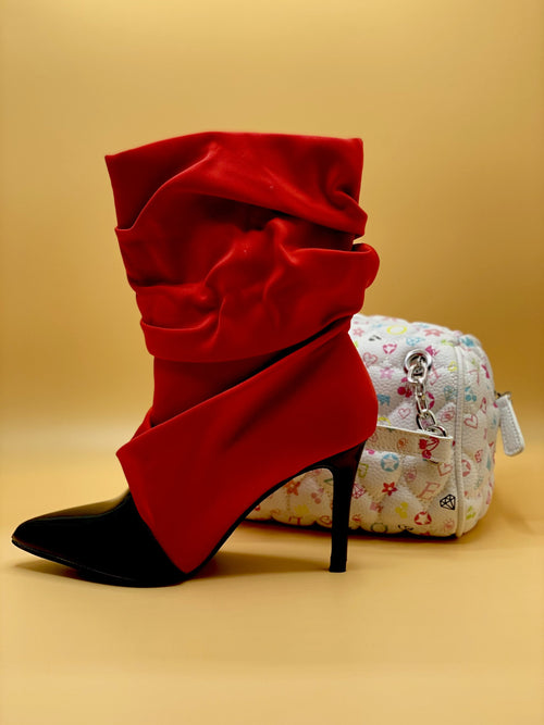 Swag Ruched Ankle Boots (Red)