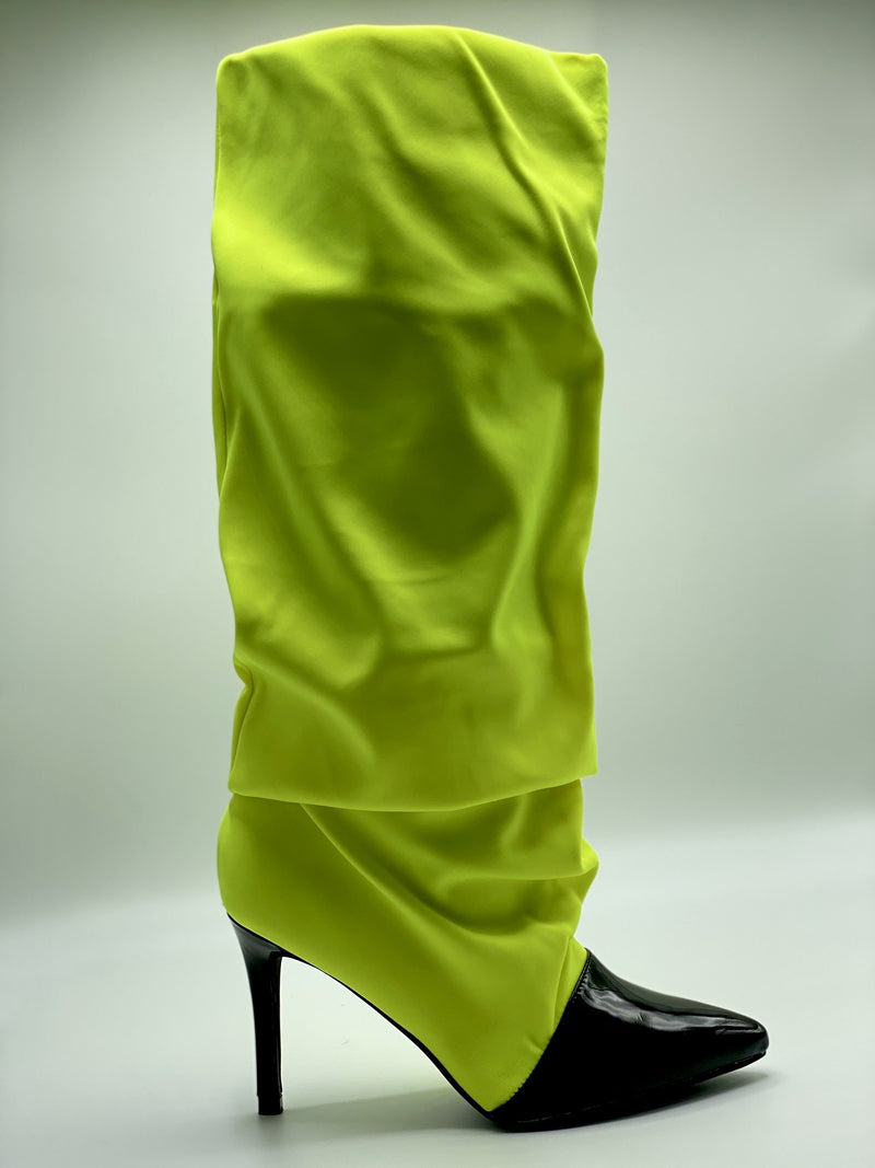 Swag Ruched Knew High Long Boots (Neon)