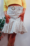 Belted Godet Skirt (Cream Beige)