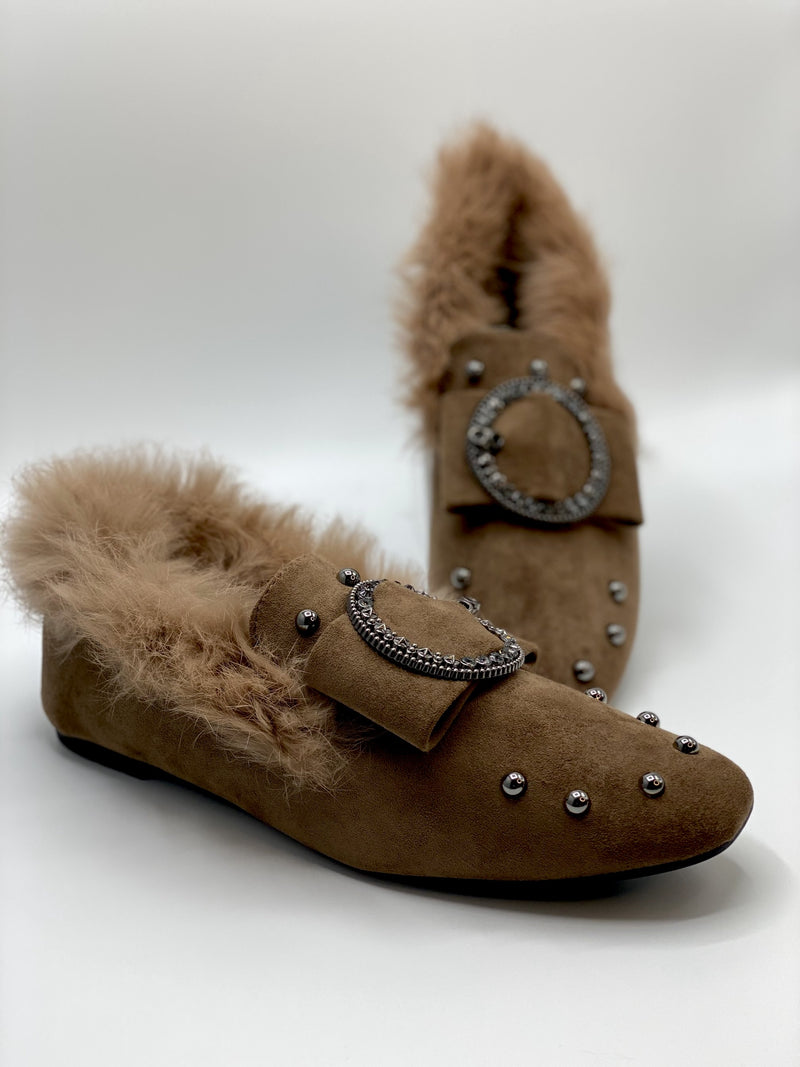 Faux Fur Loafers (Khaki)