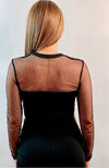 Rehya Black Lace Bodycon Dress (Black)