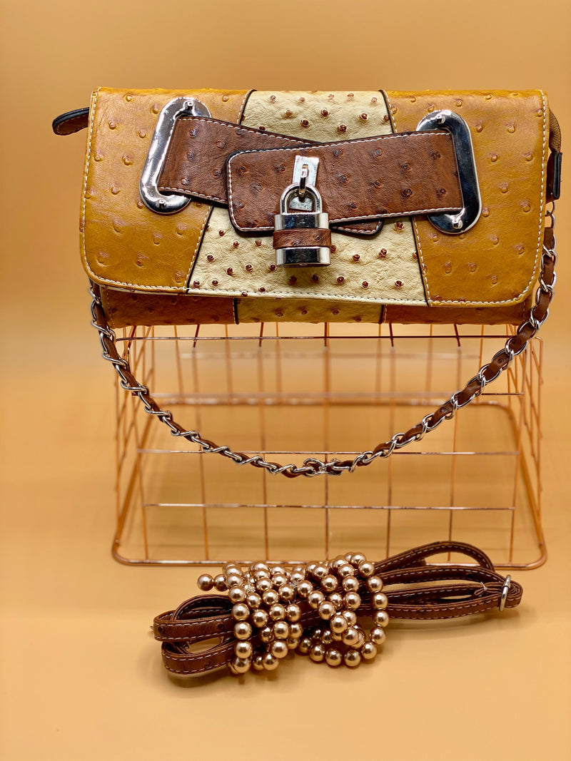 Padlock Detail Clutch Shoulder Bag