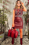 Ferusa Croc Mini Leather Skirt (Plum)