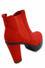 Women’s Suedette Ankle Boots (Red)