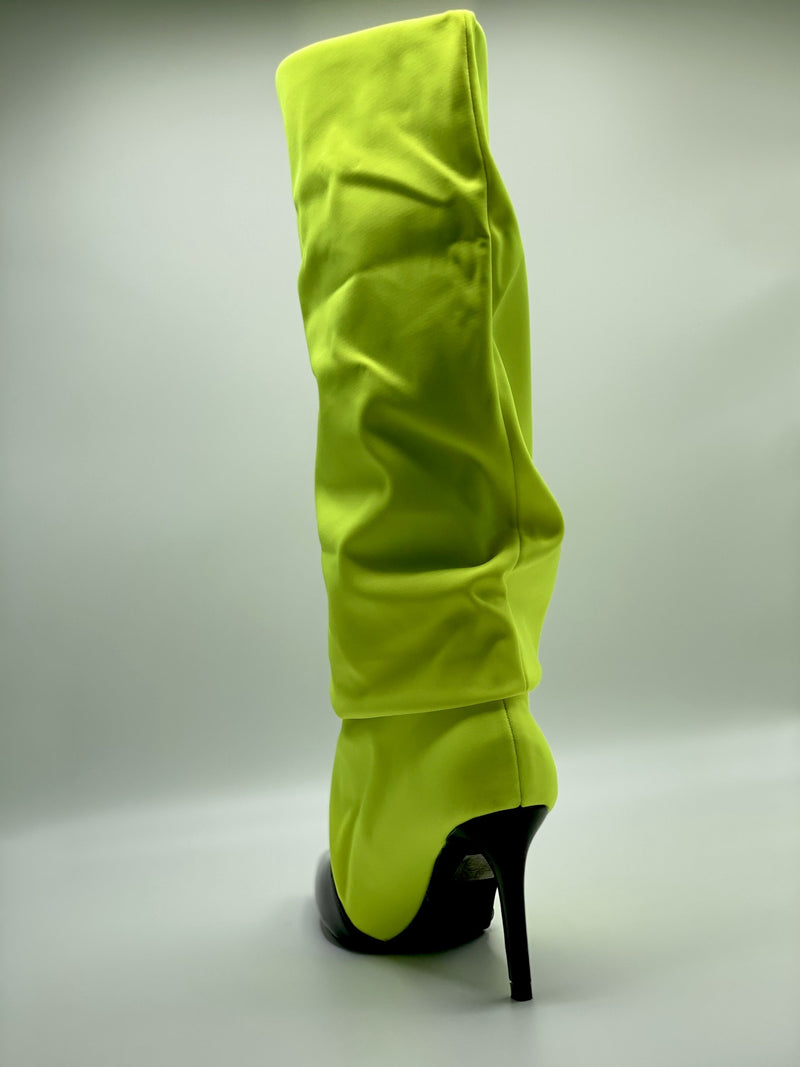Swag Ruched Knew High Long Boots (Neon)