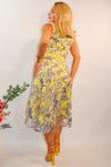 Alicia Dip-Hem Midi Dress (Lime Multi)