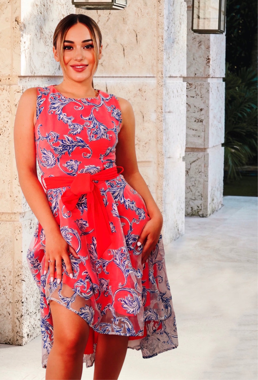 Alicia Dip-Hem Midi Dress