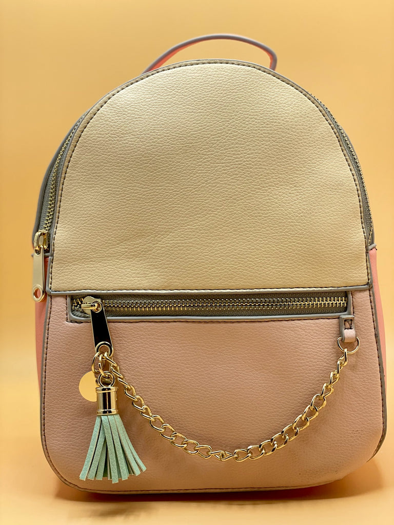 Colorblock Tassel Mini Backpack