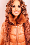 Padded Puffer Jacket With Faux Fur (Rust)
