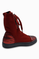 Chelsea Sock Boots For Women (Wine Red)