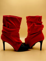 Swag Ruched Ankle Boots (Red)