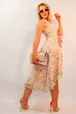 Alicia Dip-Hem Midi Dress (Pink Multi)